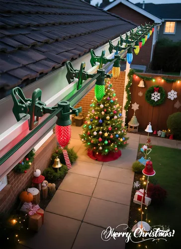Vista 7 de Clips de primavera para luces navideñas C7 C9, 25 unidades de clips de primavera rápidos para luces navideñas, clips para tejas y canalones a prueba