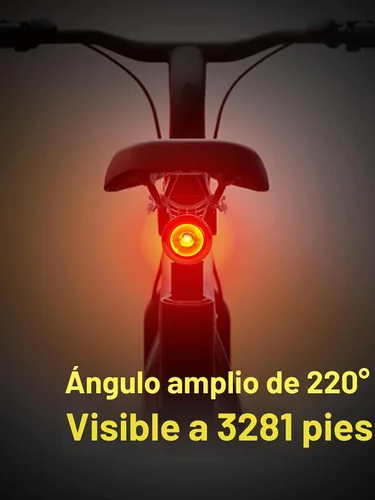 Vista 2 de Luz trasera de bicicleta de brillo variable, luz trasera de bicicleta con detección de freno, 800 mAh USB-C recargable, 4 modos de iluminación, IPX6