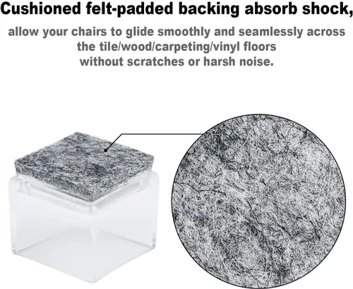 Vista 5 de Anwenk Protectores cuadrados de suelo para patas de silla de 1 x 1 pulgada con almohadillas de fieltro de 1 pulgada y 1 pulgada, protectores Paquete