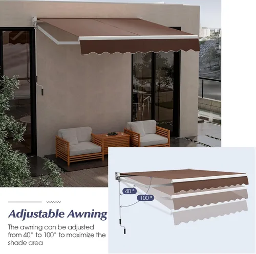 Vista 21 de Giantex Toldo retráctil para patio – Refugio solar de 8 x 6.6 pies con manivela manual fácil, estructura metálica de alta resistencia, toldo Beige