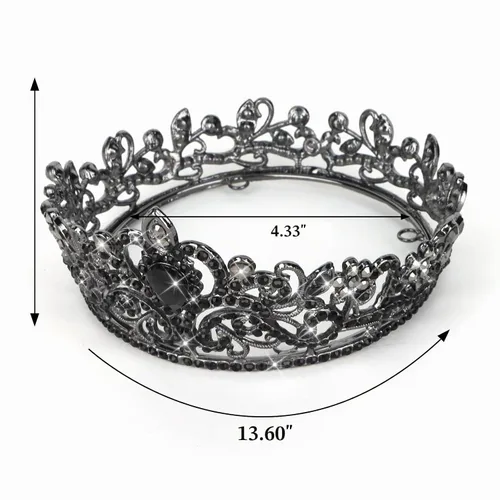 Vista 6 de CIEHER Tiara pequeña para decoración de pastel de cumpleaños para niñas, Metal Negro