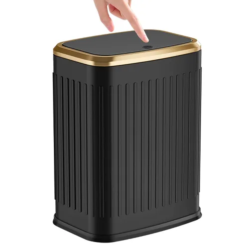 Vista 8 de TIPGO Cubo de basura pequeño para baño con tapa emergente, 2.1 galones Crema