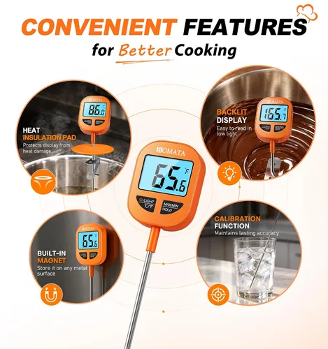 Vista 7 de BOMATA Digital Candy Thermometer with Pot Clip, 10" Probe, IPX6 Waterproof