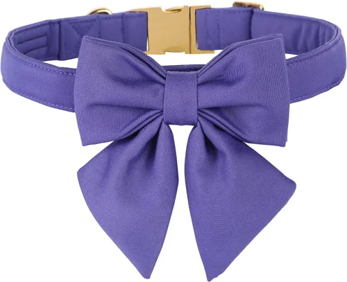 Vista 26 de Collar de perro a cuadros de búfalo amarillo otoñal con pajarita elegante Otoño-Lazo-Cuadros Amarillo