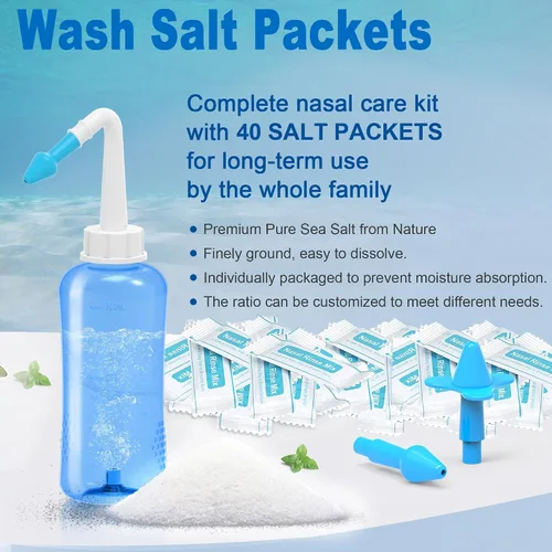 Vista 5 de Neti Pot - Kit de enjuague sinusal, botella de enjuague sinusal, limpiador de lavado de nariz, enjuague a presión para adultos y niños, botella
