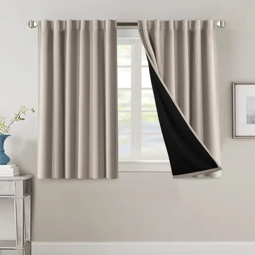 Vista 142 de H.VERSAILTEX Cortinas 100% opacas para dormitorio con forro negro, cortinas de oscurecimiento de habitación completa, con aislamiento térmico