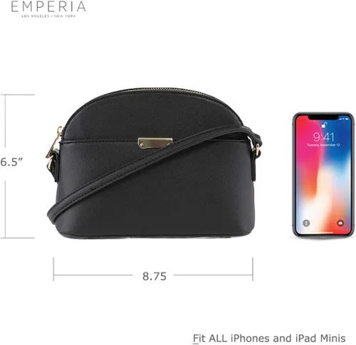 Vista 2 de Emperia AvaEva - Bolso cruzado de piel sintética para mujer, bolsas para hombros, bolso Saffiano miniatura estilo domo