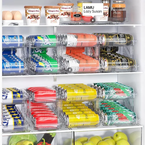 Vista 4 de LAMU Paquete de 2 organizadores de latas de soda expandibles de ancho para refrigerador de 6.22 a 9.37 pulgadas de ancho para latas estándar