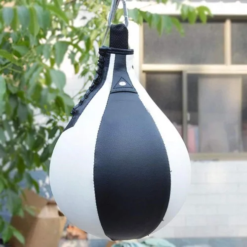 Vista 4 de Pelota de boxeo de cuero PU,Speed Ball Gym MMA Boxing Sports Pear Punch Bag,Bolsa pesada de bola de demolición,Colgante giratorio entrenamiento