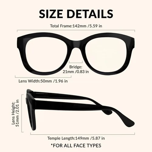 Vista 5 de Blue Light Glasses for Women and Men, 99% UV Blocking Square Frame Negro