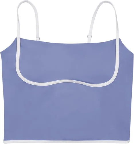 Vista 5 de Cyanstyle Brasier deportivo con tirantes delgados para mujer, cuello cuadrado, acolchado, para entrenamiento, fitness, camiseta corta sin mangas