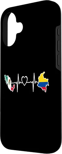 Vista 2 de iPhone 16 Bandera de Colombia Mexicana - Funda de latidos del corazón de Colombia Mexicana