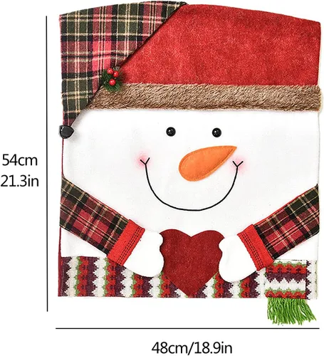 Vista 7 de 3 fundas para sillas de Navidad, Papá Noel, muñeco de nieve, para silla de cena de Navidad, cubierta trasera para banquete de Navidad, hogar