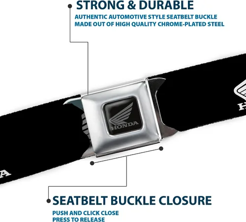 Vista 6 de Buckle-Down Cinturón de seguridad - HONDA Motorcycle Logo Negro/Blanco