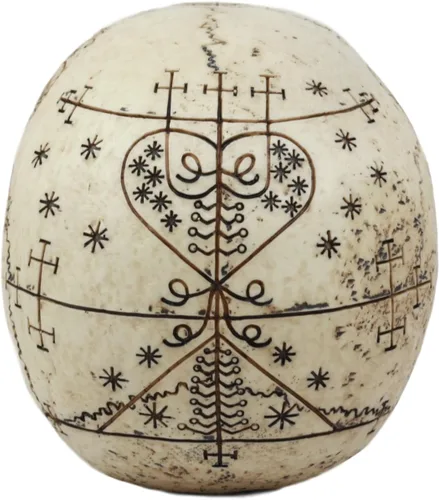 Vista 5 de Ebros Erzulie Freda Veve Haitiano Antiguo Vudú Hechizos de Amor Romance Talismán Tatuaje Cráneo Estatua Gótica Cráneo Lwas Voudou Loa del Amor Día