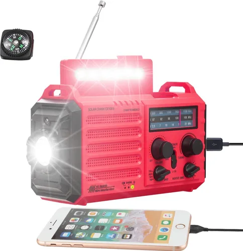 Vista 13 de Radio de Emergencia 12000, Radio Meteorológica NOAA con AM/FM/NOAA/SW, Radio Operada por Batería SOS, Radio de Emergencia de Manivela Manual con 5