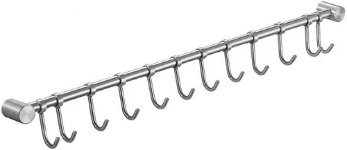 Vista 7 de Estante organizador de utensilios de cocina de acero inoxidable de 16.5 pulgadas con ganchos móviles para cacerola, cuchara, toalla