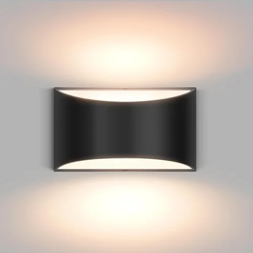 Vista 15 de Juego de 2 apliques de pared LED modernos negros con cable para interiores, luces de montaje en pared arriba y abajo, para sala de estar