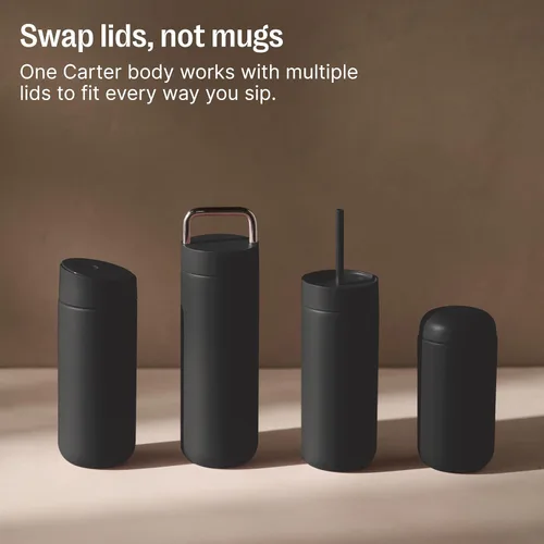 Vista 7 de Fellow Carter - Vaso de cerámica fría con forro de 16 onzas con tapa con popote, sin BPA No Metallic Taste, Cold 18 Hours, Stainless Steel