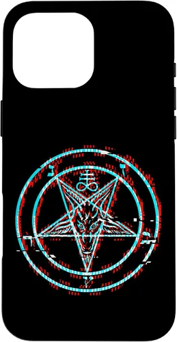 Vista 19 de Funda estética de terror para iPhone 14 Pro Max con pentagrama satánico Baphomet Vaporwave