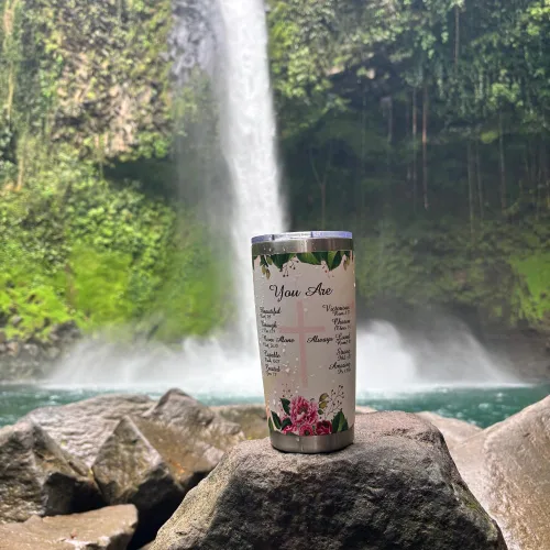 Vista 5 de Taza aislada de acero inoxidable inspiradora con tapa y pajita, taza de viaje espiritual, regalo basado en la fe, botella de agua motivacional
