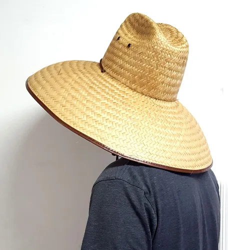 Vista 3 de Sombrero rígido de tejido doble con visor. Grande, de ala ancha, de paja