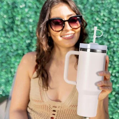 Vista 6 de 6 piezas de cubiertas de pajita de silicona con tapa compatible con vaso Stanley de 30-40 oz con mango, tapa de 10 mm, cubiertas de pajita a prueba