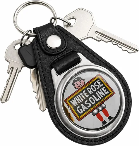 Vista 128 de Brotherhood Round Key Chain for Vintage Motor Oil, Petroleum, and