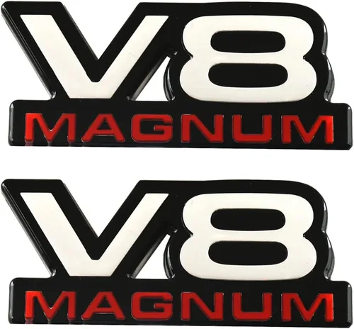 Vista 6 de 2 piezas de emblemas V8 Magnum para guardabarros de puerta con placa de identificación 3D, adhesivos de logotipo para 1500 Van, compatibles