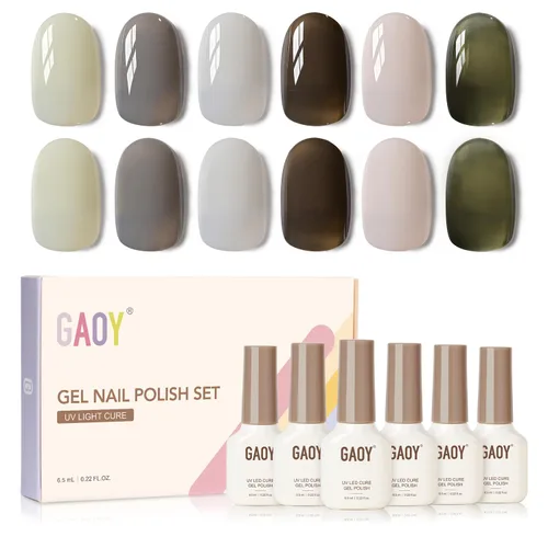 Vista 15 de GAOY Berry Collection - Esmalte de uñas en gel, color rosa intenso, borgoña, rojo, cereza y magenta, kit de esmalte de uñas para manicura de salón