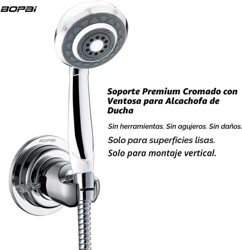 Vista 2 de BOPai Soporte de cabezal de ducha con ventosa para ducha de mano