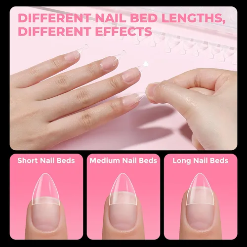 Vista 7 de UNA GELLA Puntas de uñas de gel de almendra cortas: 504 puntas de uñas