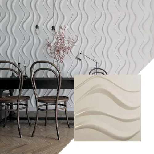 Vista 7 de Ekena Millwork 19 5/8 pulgadas de ancho x 19 5/8 pulgadas de alto Wave EnduraWall Panel decorativo de pared 3D, aluminio (cubre 2.67 pies cuadrados).