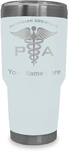 Vista 8 de LaserGram Vaso aislado al vacío de 20 onzas, asistente médico PA, grabado personalizado incluido (negro)