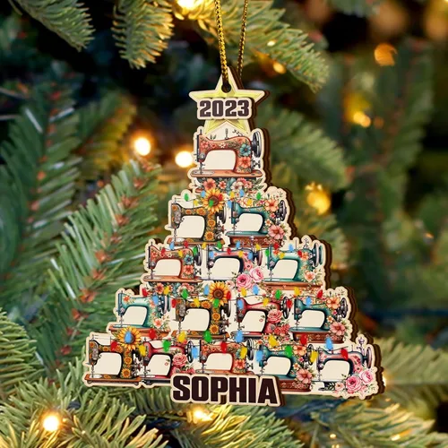 Vista 5 de V VIBEPY Adornos de costura personalizados impresos en todas partes, adornos de Navidad de costura, adornos de edredón, adornos de 3.5 pulgadas, 3