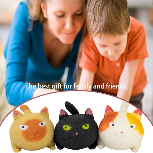Vista 6 de Juguetes sensoriales antiestrés con forma de gato para niños, adultos, adolescentes, niños, alivio de descompresión y alivio de la ansiedad (negro)