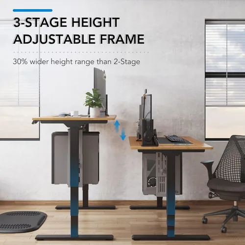 Vista 4 de FlexiSpot E6 Bamboo - Escritorio eléctrico de pie de 3 etapas con motor dual de 48 x 24 pulgadas, soporta 220 libras, altura ajustable con ajustes