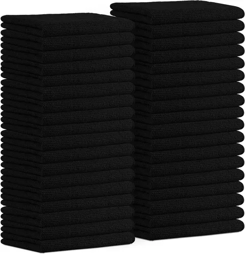 Vista 41 de Avalon Towels Paños de limpieza de microfibra (paquete de 48) – Tamaño 16 x 16 pulgadas, trapos de limpieza altamente absorbentes, sin pelusa Negro