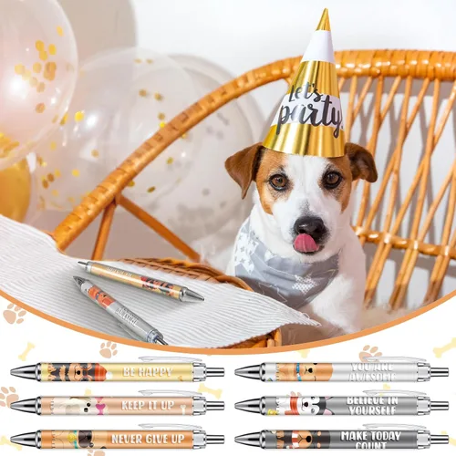 Vista 4 de Chuangdi 48 bolígrafos de perro lindos para escribir divertidos bolígrafos retráctiles Kawaii de tinta negra, punta fina, suave, regalo
