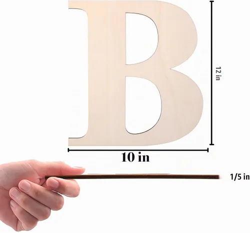 Vista 2 de Letra de madera de 12 pulgadas, letras de madera para decoración de pared, letras de madera sin terminar en blanco de 1/5 pulgadas para decoración
