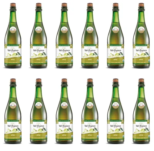 Vista 12 de Val de France, Jugo espumoso Kosher sin alcohol, reducido en calorías, orgánico y OU Kosher (manzana), 25.4 onzas líquidas (1 botella)