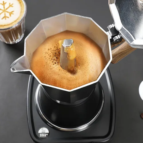 Vista 2 de MORDEN MS Olla Moka, cafetera espresso para estufa, cafetera italiana, cafeteras cubanas para estufa y cafetera de café expreso, color negro