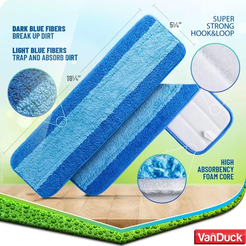 Vista 2 de VanDuck Almohadillas de limpieza de microfibra compatibles con trapeadores Bona de 18 pulgadas (paquete de 3) Almohadillas de limpieza de pisos