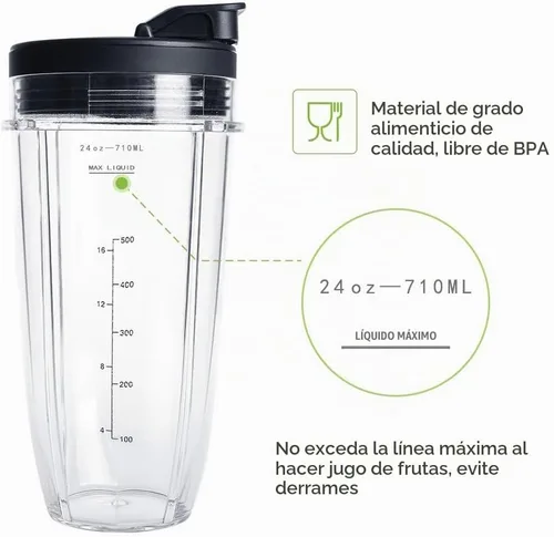 Vista 5 de Paquete de 2 vasos de repuesto para licuadora con tapas para sorbo