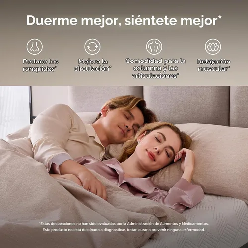 Vista 6 de Base de cama ajustable inteligente con doble masaje eléctrico - USB, luz debajo de la cama, gravedad cero, control de aplicación, inclinación