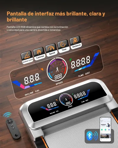 Vista 3 de Almohadilla para caminar con 15% de inclinación automática y barra de mango de 12 niveles, pantalla de interfaz de usuario de capacidad de 450