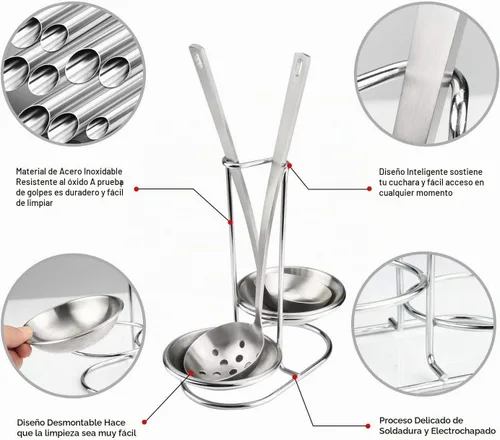 Vista 2 de Soporte vertical doble de acero para cucharas con cuencos de 4 pulgadas