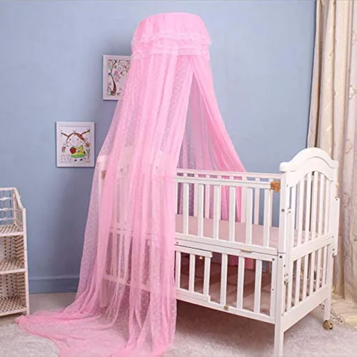 Vista 5 de Juego de cama para bebés y niños pequeños, diseño de cúpula, mosquitera, mosquitera, marco de barra de mosquitos, estilo palacio, para cuna Azul