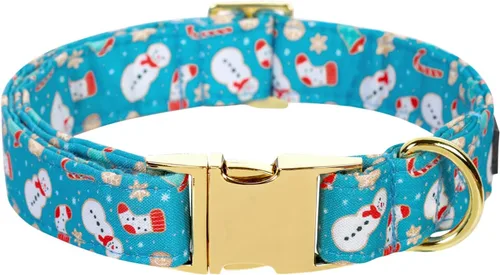 Vista 18 de Collar para perro Lionet Paws Boy, cómodo, ajustable, lindo collar a cuadros azules con hebilla de metal para cachorros machos y gatos, XS, cuello