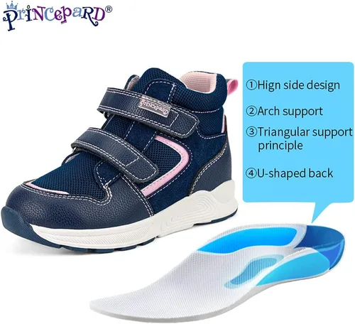 Vista 3 de Zapatos ortopédicos para niños pequeños, tenis correctivos de alta calidad para niños y niñas con soporte de arco y tobillo, suela antideslizante